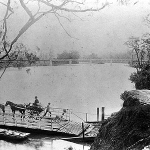 Coomera ferry and railway bridge, Queensland, circa 1890 Photographer unknown