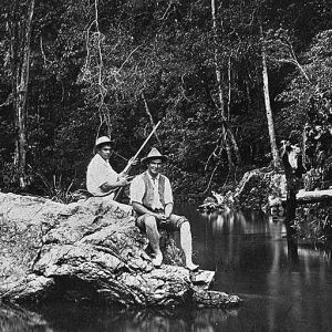 Ben Franklin and Rankin Andrews at Little Nerang Creek, Mudgeeraba, circa 1910s. Photographer unknown