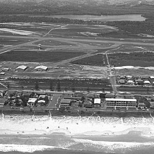 Aerial view over Bilinga and the Coolangatta Airport, circa 1970. Photographer unidentified