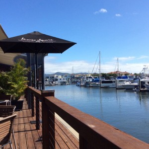 Marina and verandah at the Boardwalk Tavern Hope Island June 2015 Photographer M Napper