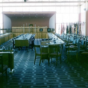 Conference room at Lennons Hotel, Broadbeach, Queensland, circa 1960s G A Black photographer