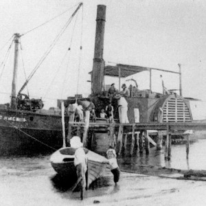 Maid of Sker, paddle steamer at a wharf on the Broadwater, Queensland, circa 1910 Photographer unknown