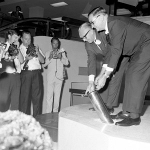 Sealing of the time capsule at the official opening of Sundale Shopping Centre, Southport, Queensland, 26 March 1969 Bob Avery, photographer