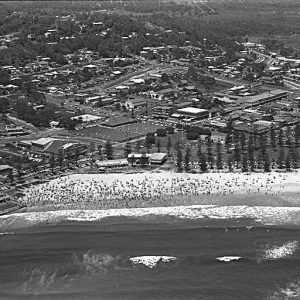 Ariel photo of Burleigh Heads, circa 1970s. Photographer unknown.