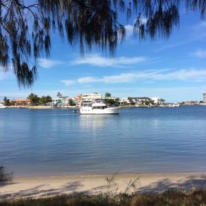 Boat anchored on The Broadwater near Sovereign Islands, June 2015. Photographer D Schmidt